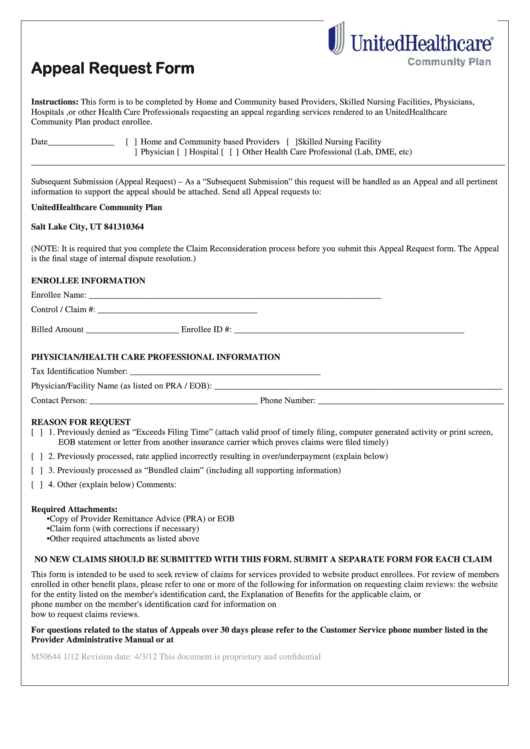 Top United Healthcare Appeal Form Templates Free To Download In PDF Format