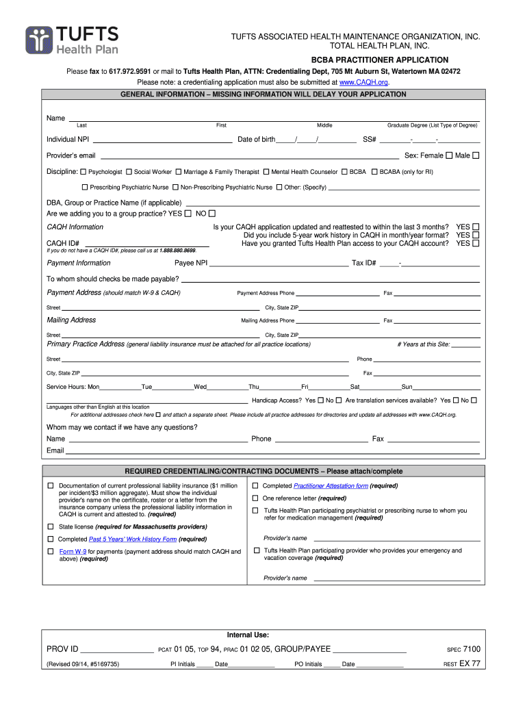 Tufts Health Bcba Attestation Form Fill Out And Sign Printable PDF