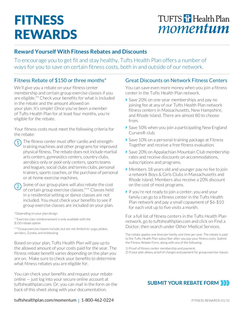 Tufts Health Plan Fitness Reimbursement Form FitnessRetro