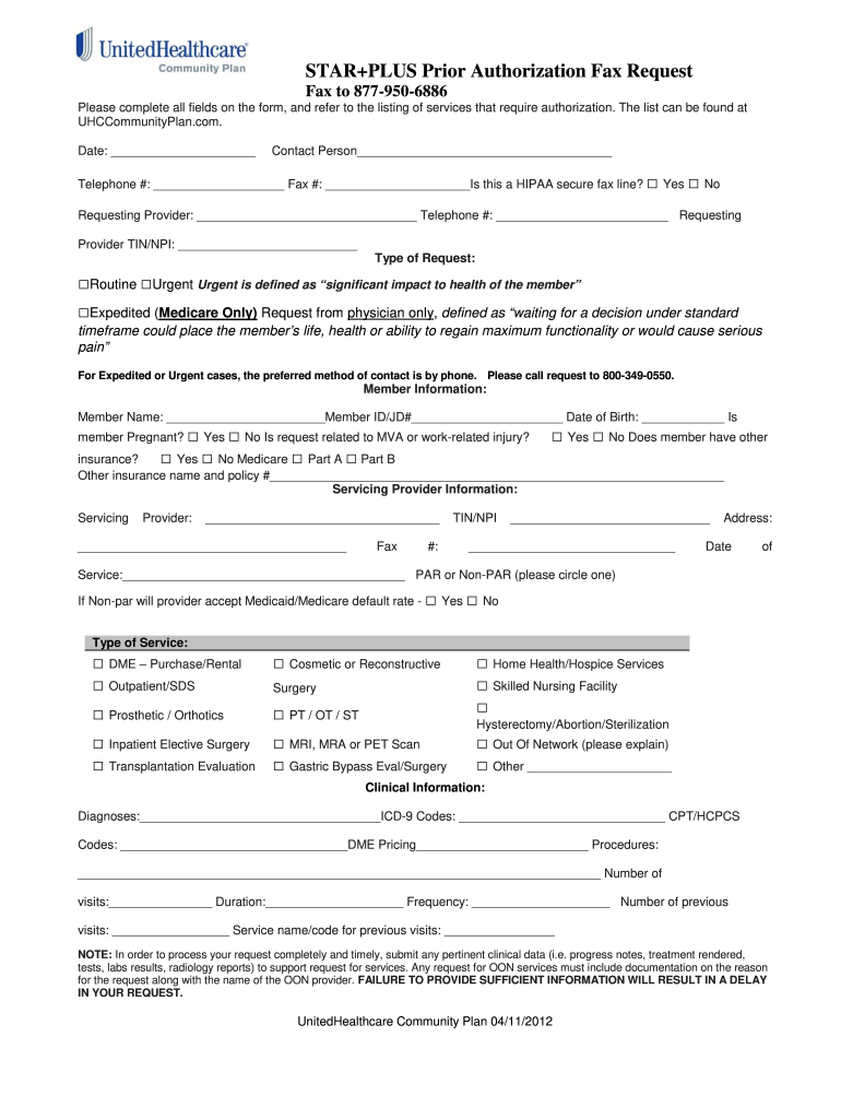 Uhc Community Plan Prior Authorization Form Fill Out And Sign 