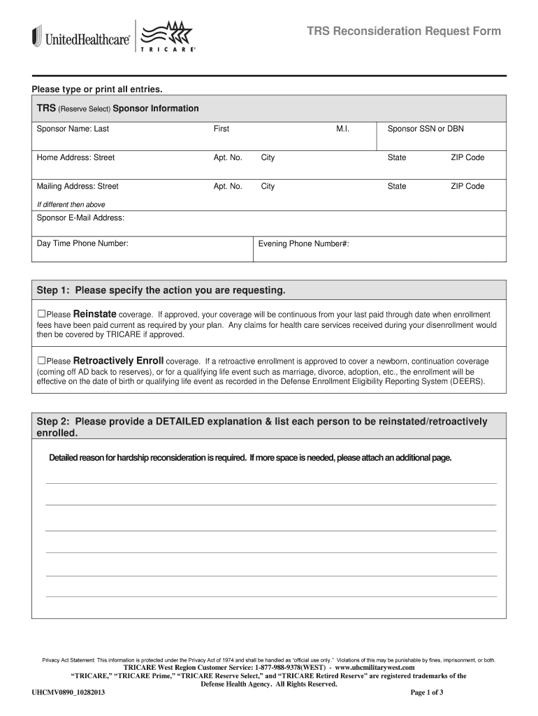 United Healthcare Reconsideration Form Fill Out And Sign Printable