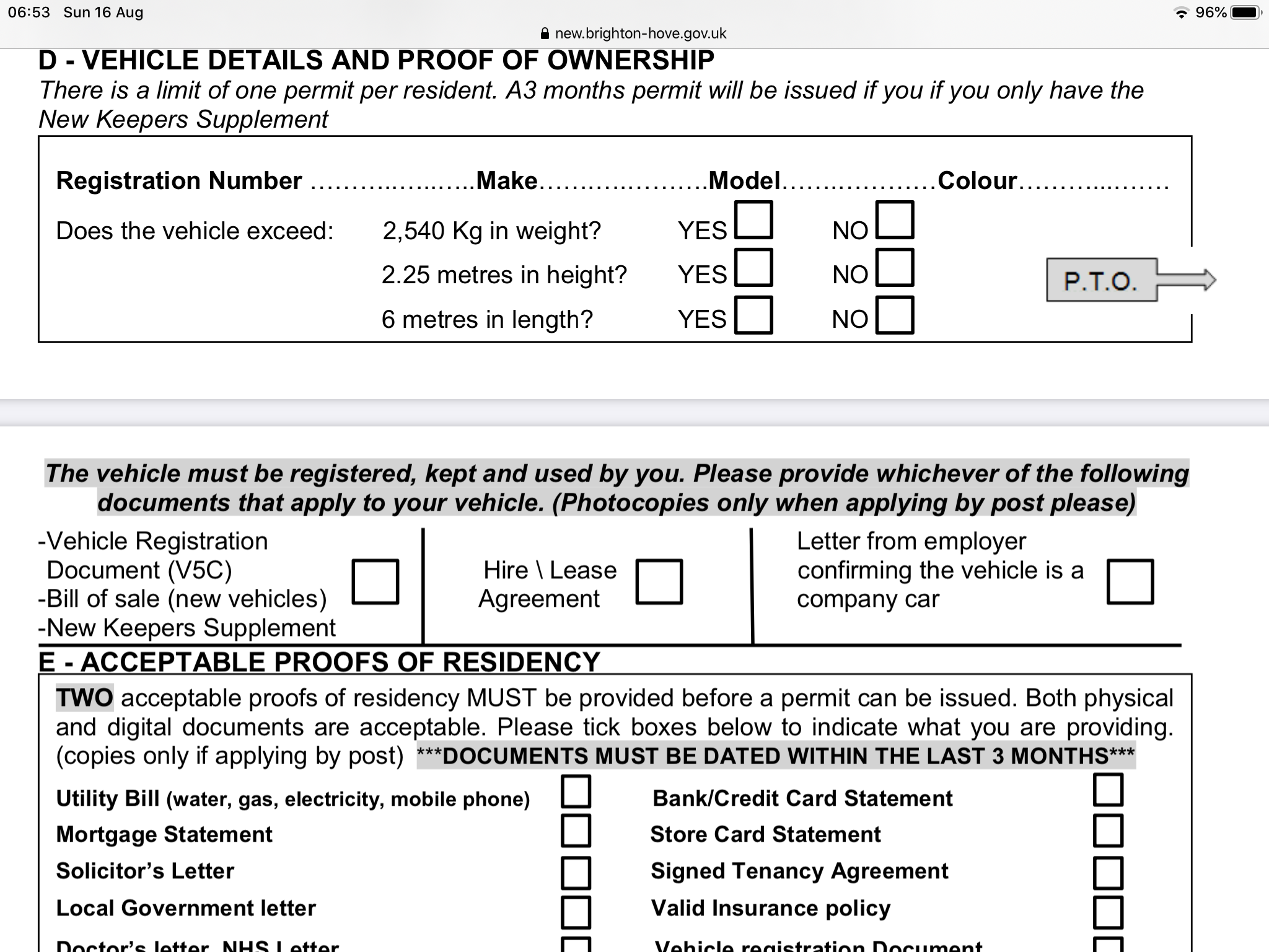 V5C For Resident Parking Permit Help Onto Community