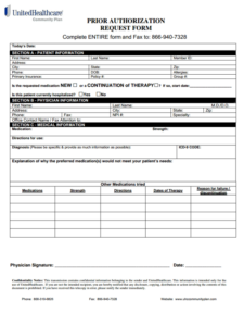 Various United Healthcare Prior Authorization Fax Form For Your