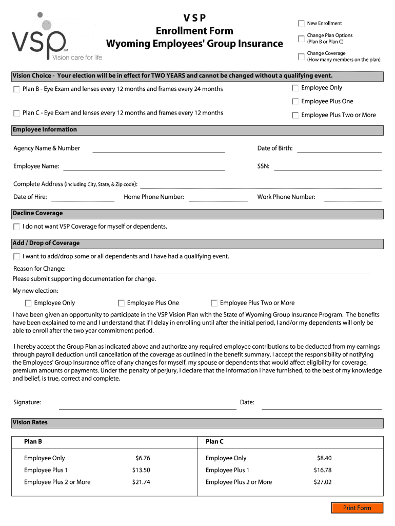 Vsp Enrollment Form 2020 Pdf Fill Online Printable Fillable Blank 