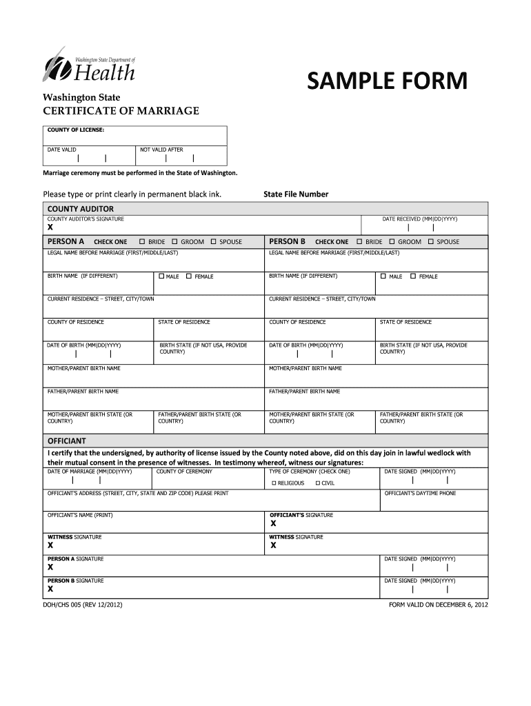 Washington State Marriage License Fill Out And Sign Printable PDF