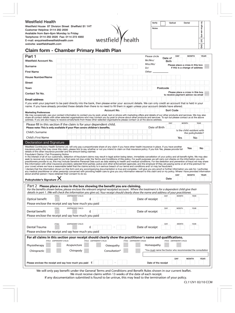 Westfield Health Claim Form Fill Out And Sign Printable PDF Template