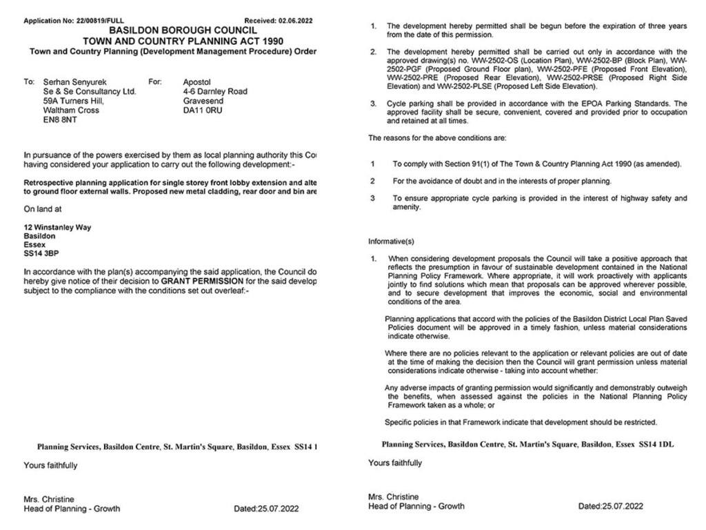 12 Winstanley Way Basildon Essex SS14 3BP Planning Application 