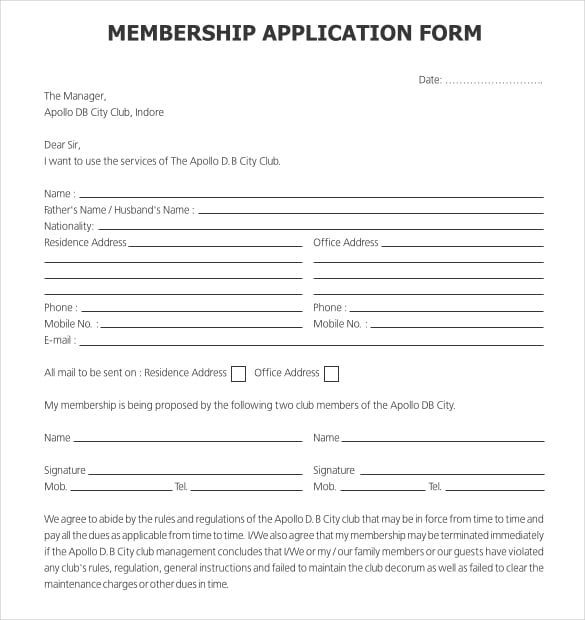 17 Sample Club Application Templates PDF DOC