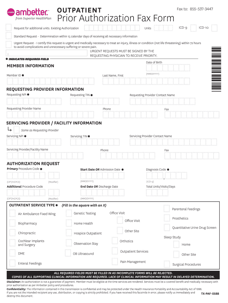 2013 Ambetter Outpatient Authorization Form Fill Online Printable 