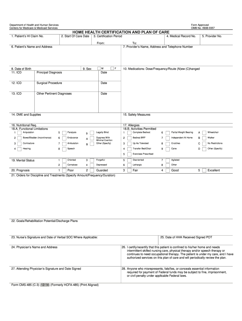 2014 2023 Form CMS 485 C3 Fill Online Printable Fillable Blank 