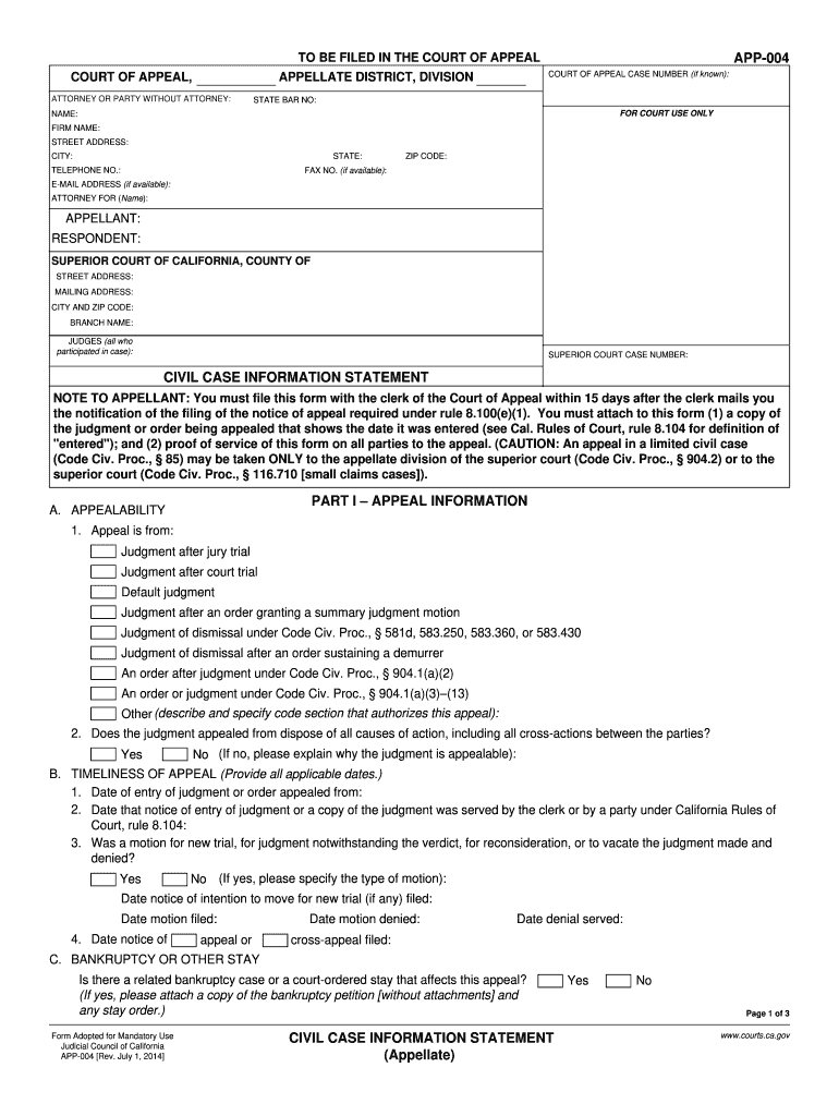 2014 Form CA APP 004 Fill Online Printable Fillable Blank PdfFiller 