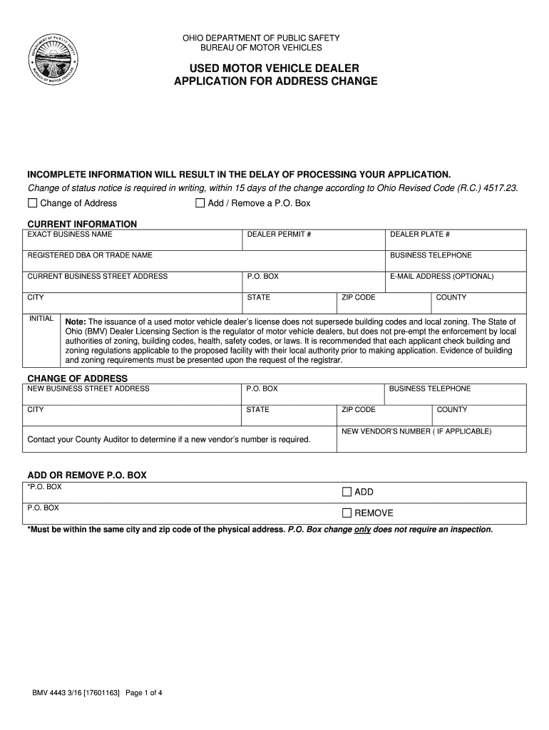 2016 2023 Form OH BMV 4443 Fill Online Printable Fillable Blank 