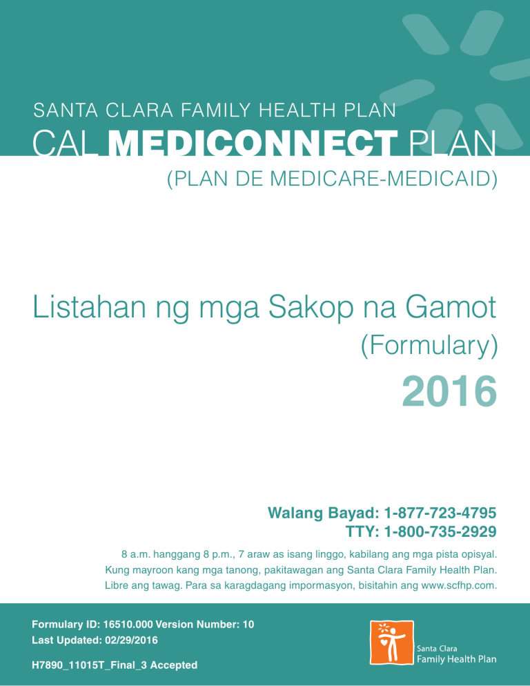 2016 Santa Clara Family Health Plan Cal MediConnect Plan