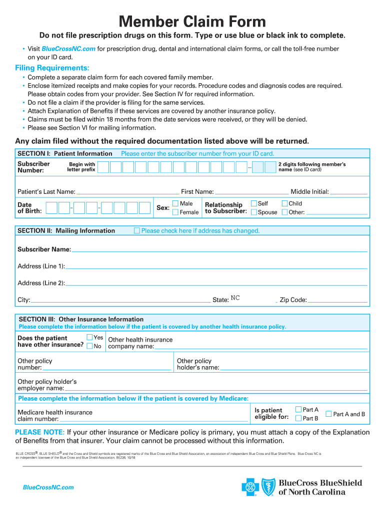 2018 2021 NC BCBS Form BE236 Fill Online Printable Fillable Blank 