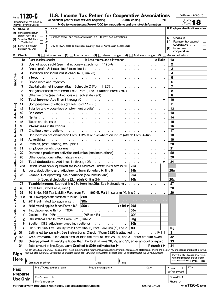 2018 Form IRS 1120 C Fill Online Printable Fillable Blank PdfFiller