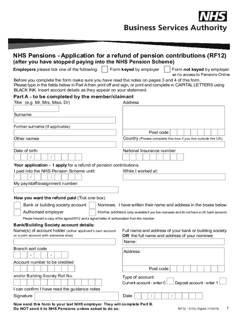 2019 2022 Form UK NHS RF12 Fill Online Printable Fillable Blank 