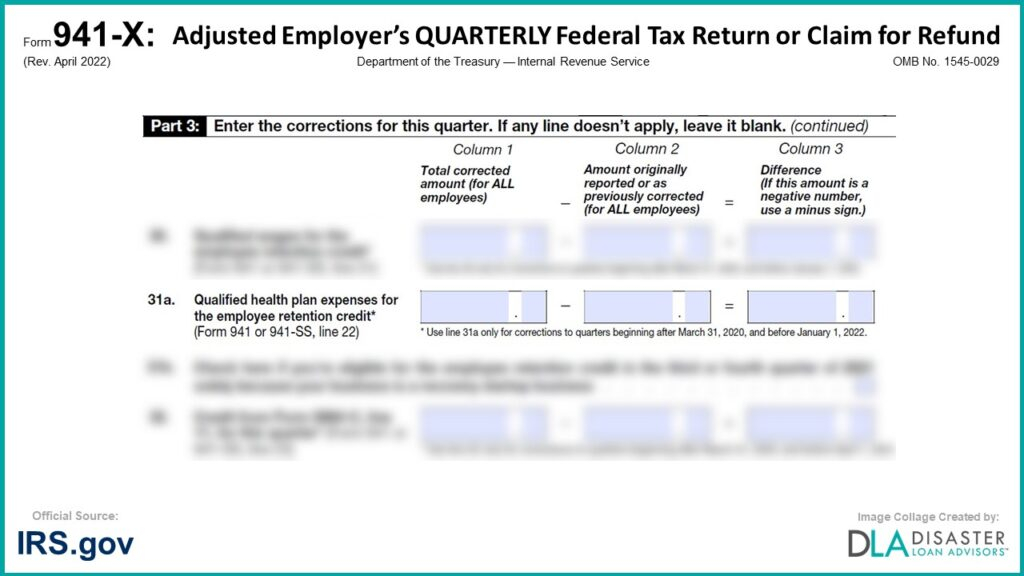 941 X 31a Qualified Health Plan Expenses For The Employee Retention