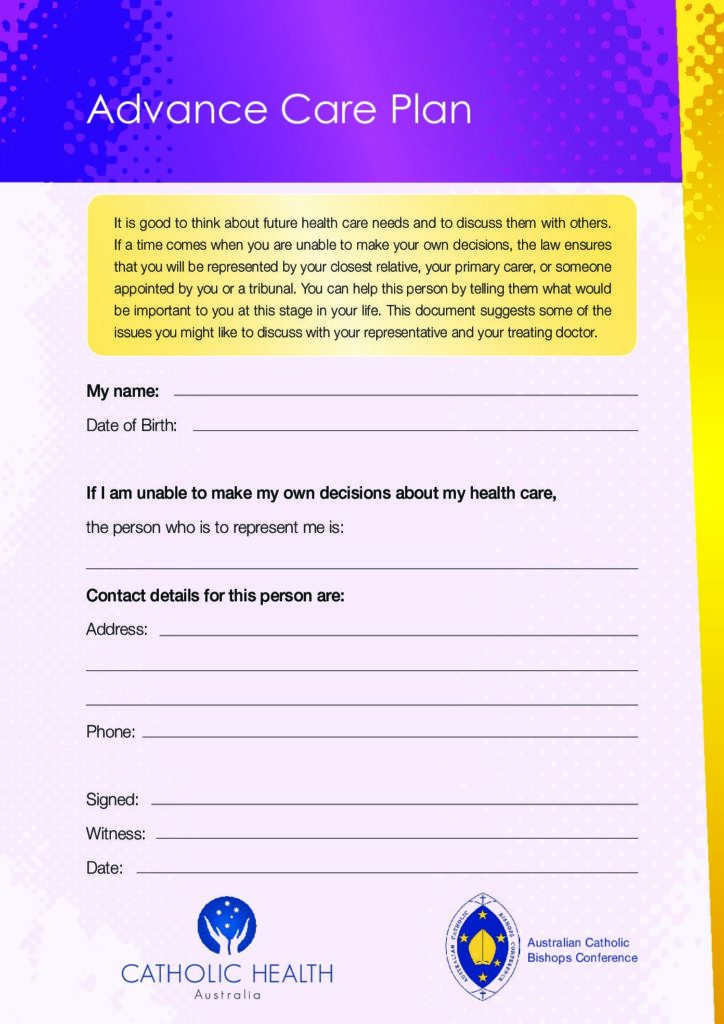 Advance Care Plan Template Form Palliative Care Australia