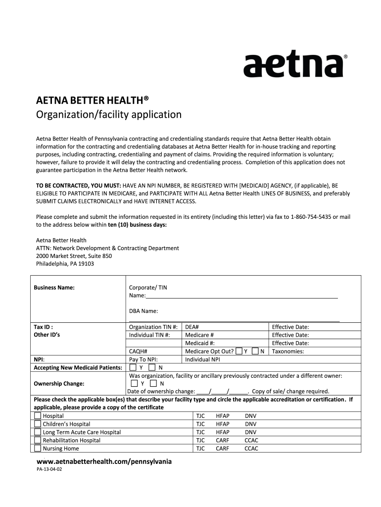 Aetna Better Health Application Fill Out Sign Online DocHub