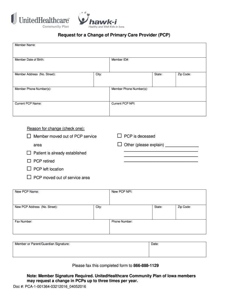 Affinity Pcp Change Form Fill Online Printable Fillable Blank 