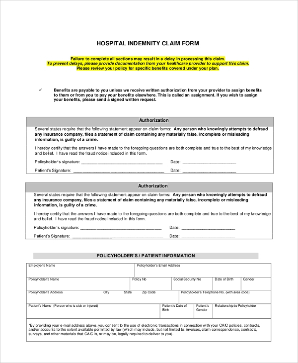 Aflac Hospital Plan Claim Form PlanForms