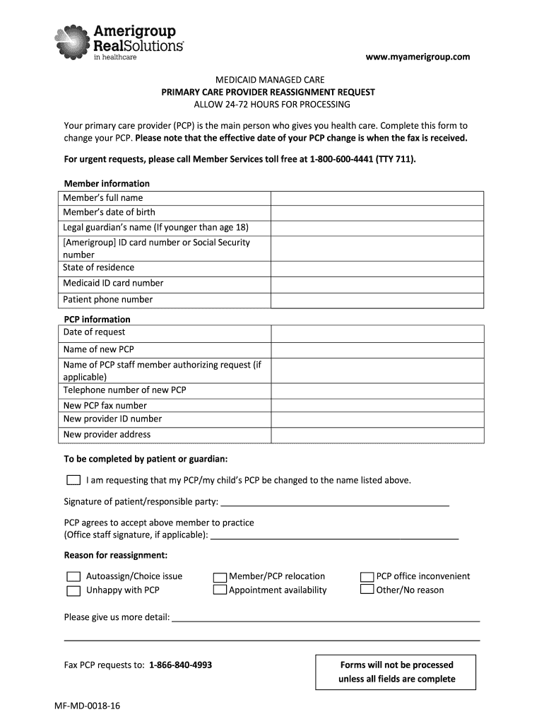 Amerigroup Change Pcp Fill Out Sign Online DocHub