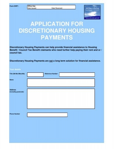 Application For Discretionary Housing Payments Allerdale Borough