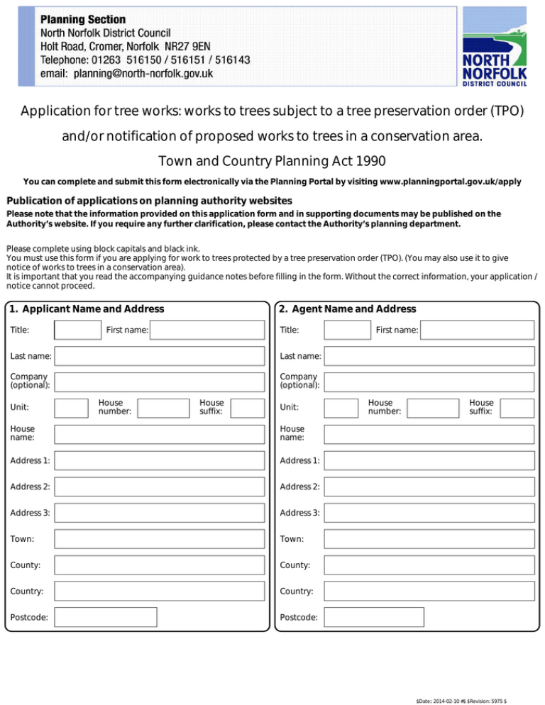 Application For Tree Works Works To Trees Subject To A And or 