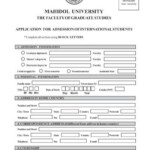 Application Form For Graduate Programme Mahidol University