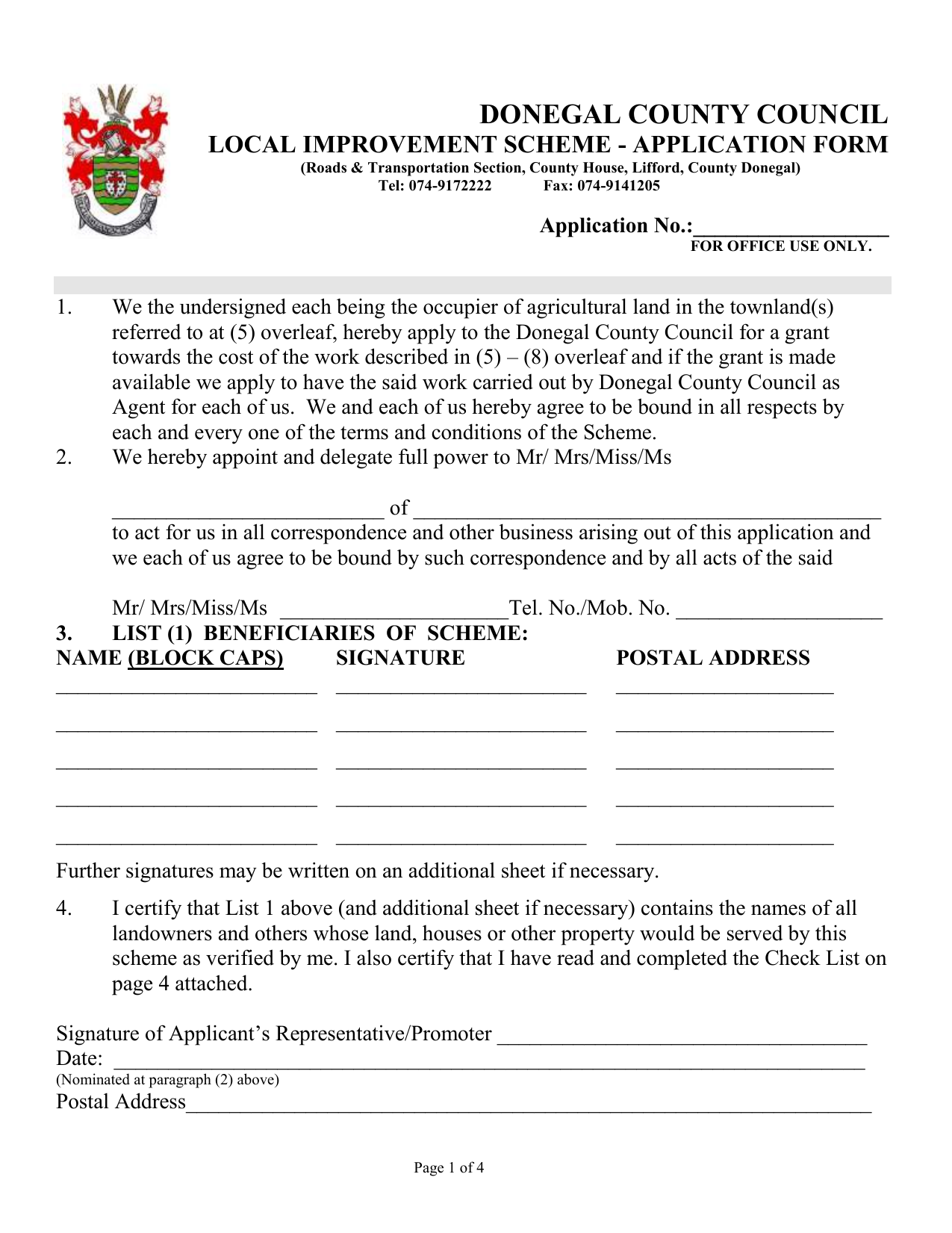 Application Form LIS Donegal County Council