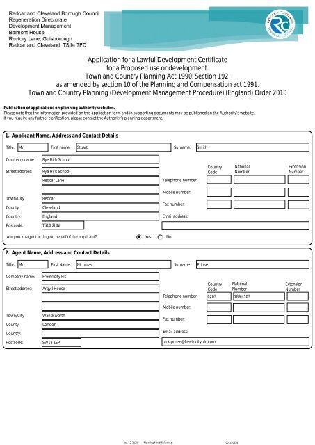 Application Form pdf Redcar And Cleveland Borough Council