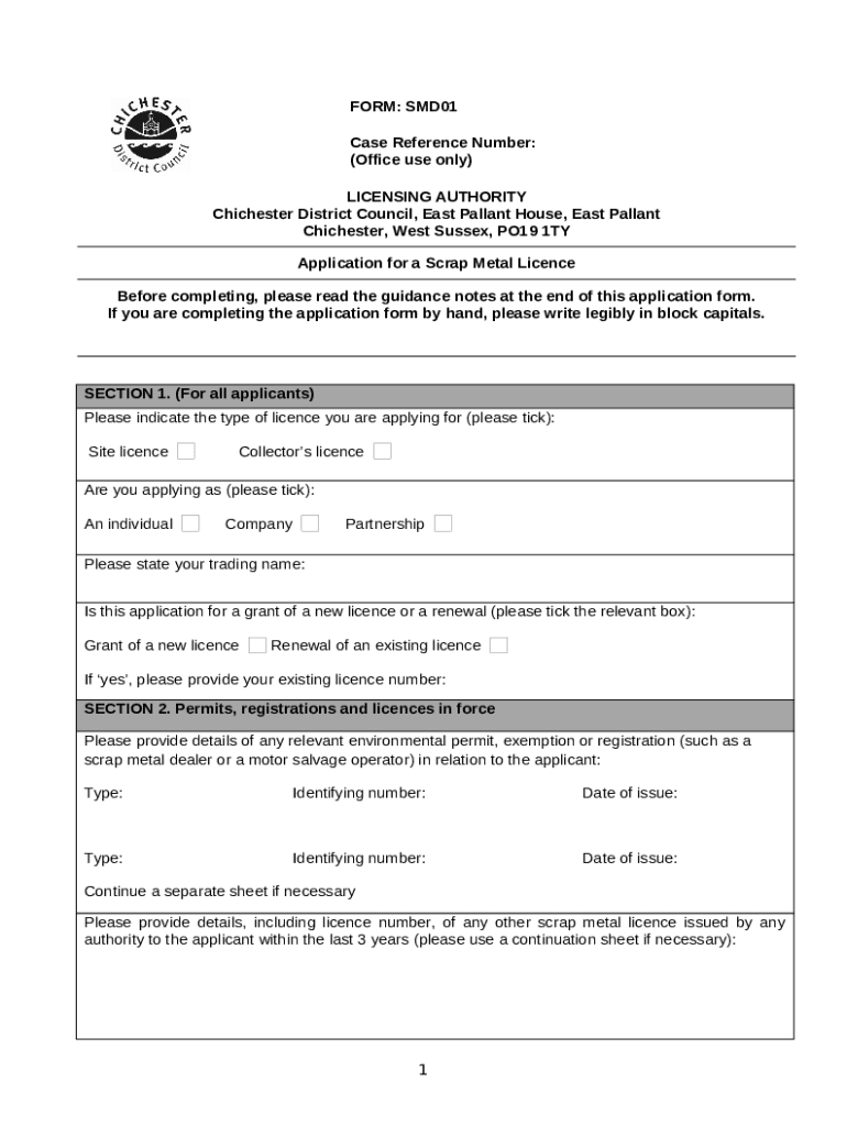 Application S Licensing Chichester District Council Doc Template