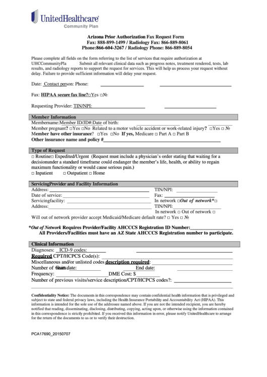 Arizona Complete Health Complete Care Plan Prior Authorization Form 