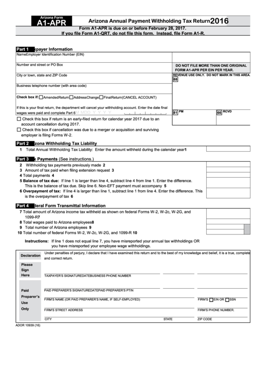 Arizona Form A4 Fillable Printable Forms Free Online