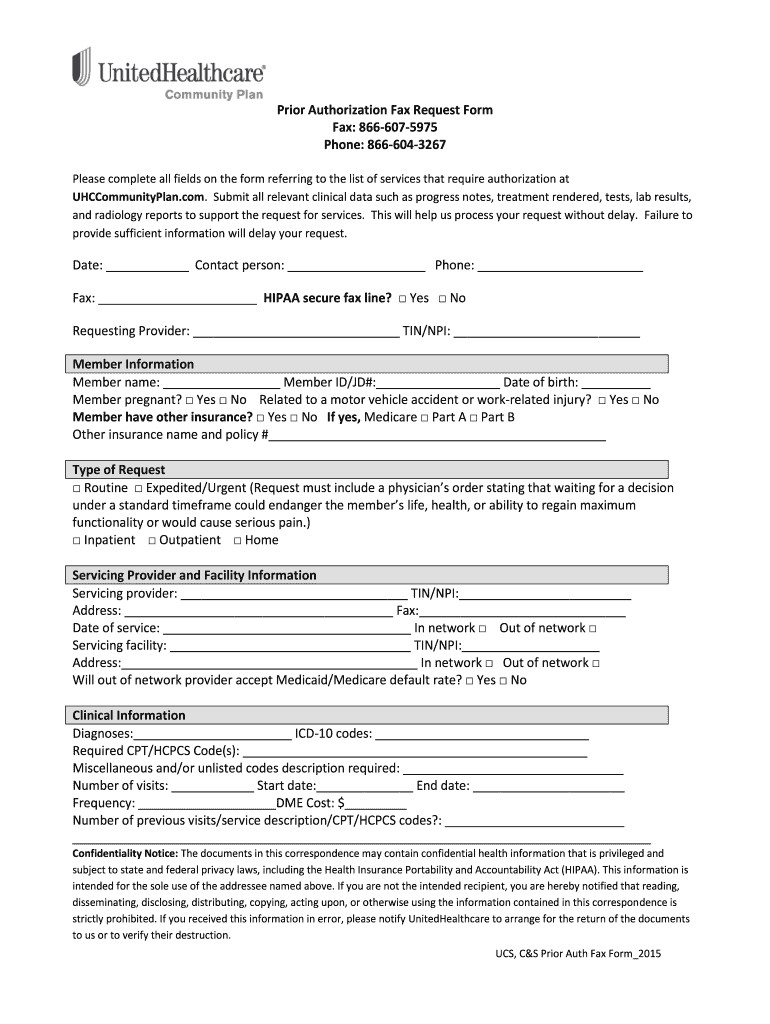 Authorization Fax Uhc Fill Online Printable Fillable Blank PdfFiller