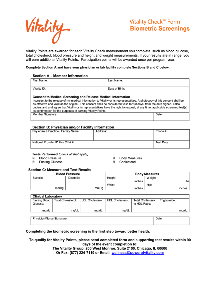 Biometric Screening Form Fill Out And Sign Printable PDF Template 