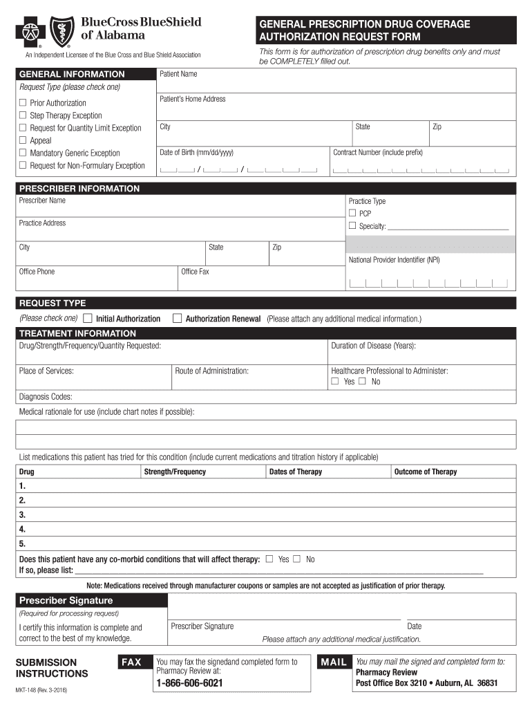 Blue Cross Blue Shield Of Alabama Prior Authorization Form Fill Out 