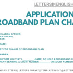 Broadband Plan Change Sample Application For Broadband Plan Change