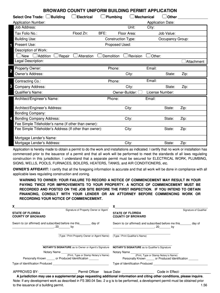 Broward County Permit Application Fill Online Printable Fillable 