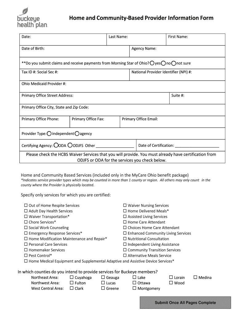Buckeye Mycare Ohio Waiver Authorization Fillable Form Printable