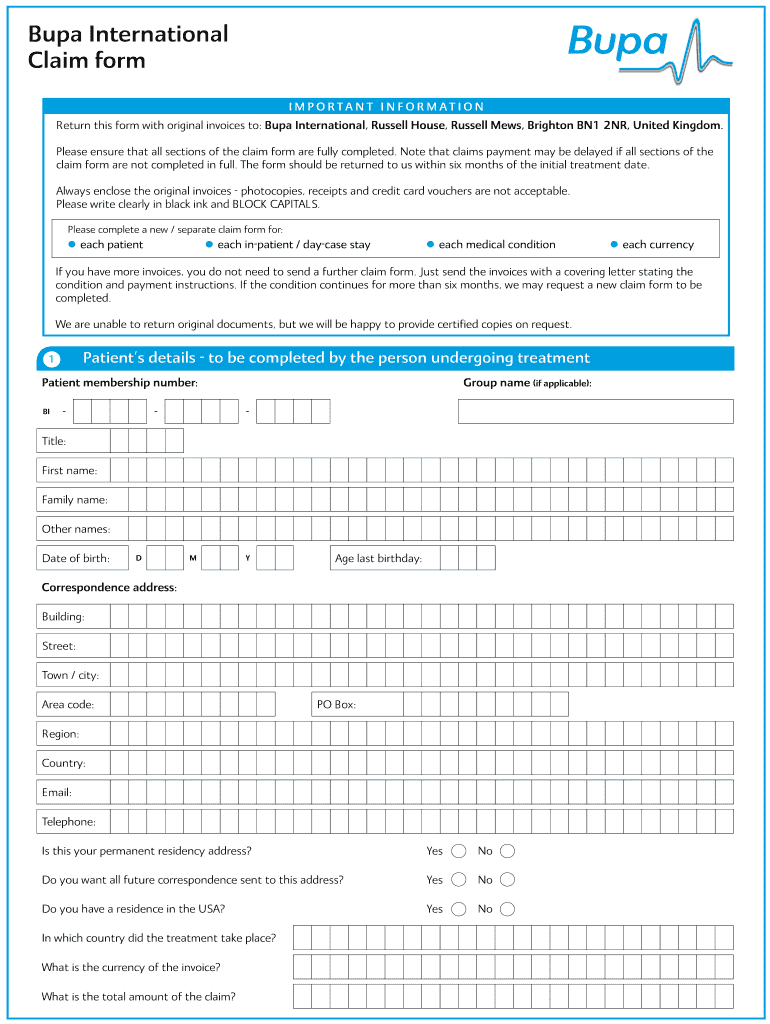 Bupa IN FORM ECF 08 Fill And Sign Printable Template Online US 