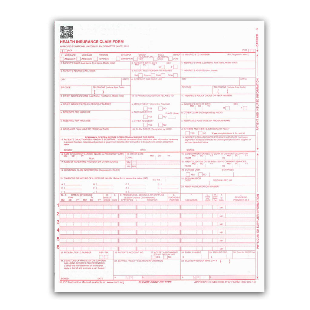 Buy New CMS 1500 Claim Forms HCFA Version 02 12 500 Per Ream Online 