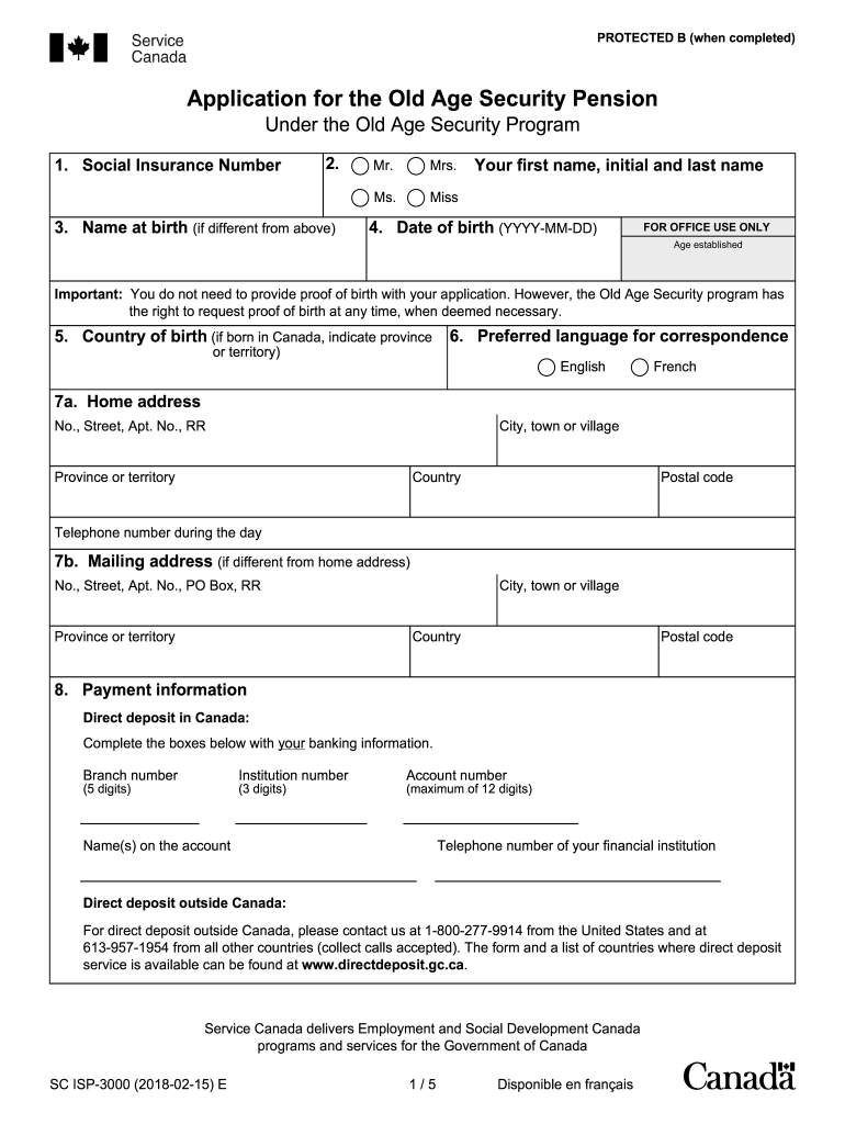 Canada Old Age Pension Application Fill Out Sign Online DocHub