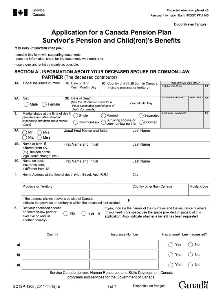 Canada Pension Application Form Fill Out And Sign Printable PDF 