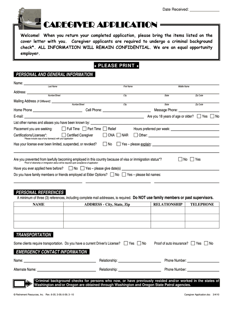 Caregiver Application Fill Out Sign Online DocHub