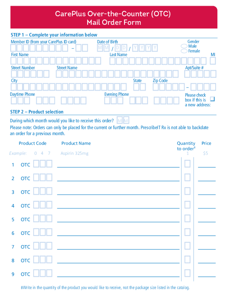 Careplus Otc Form Fill Out And Sign Printable PDF Template SignNow