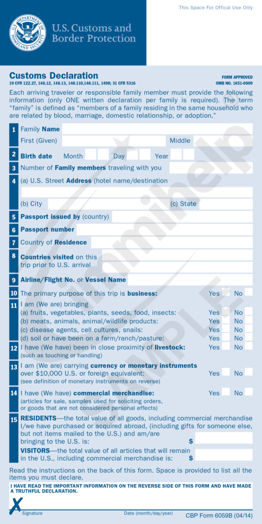 Cbp Form 6059b Printable Printable Form Templates And Letter