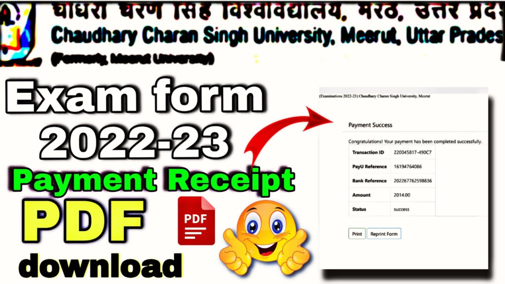 CCSU Exam Form Payment Receipt PDF File Download 2022 ccsu Exam Form 