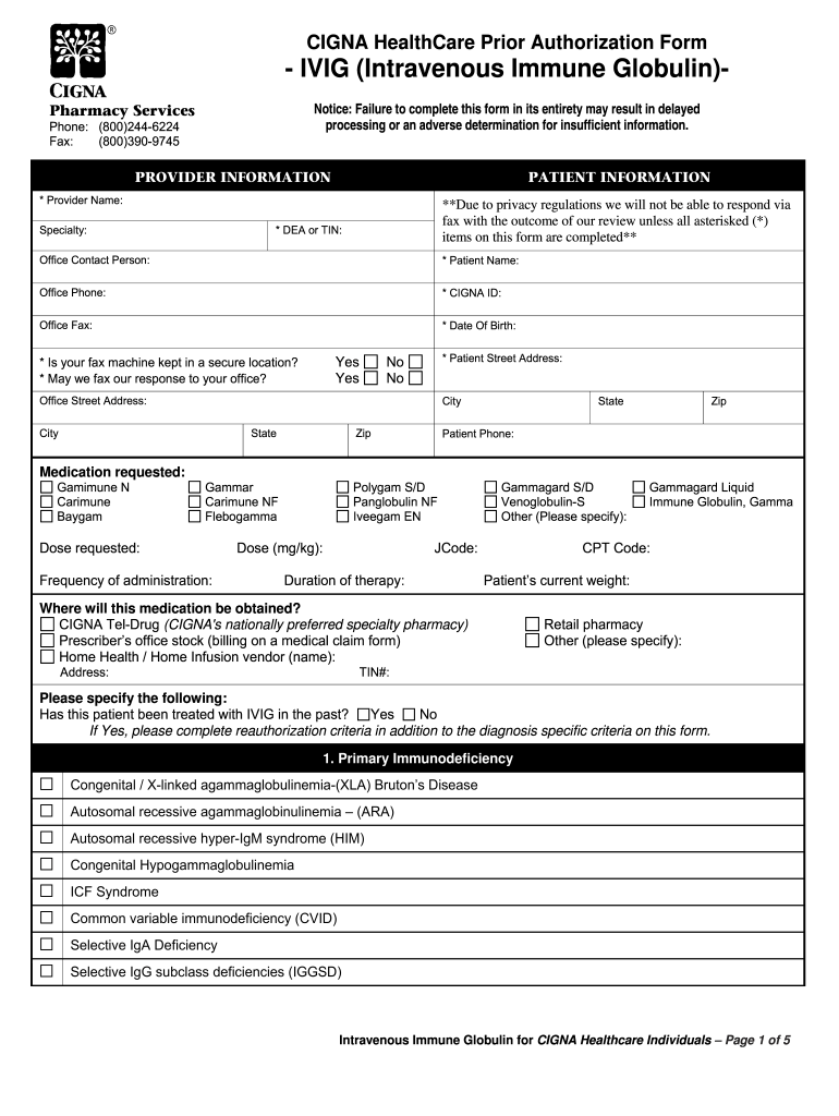 Cigna Nalc Health Benefit Plan Prior Authorization Form PlanForms