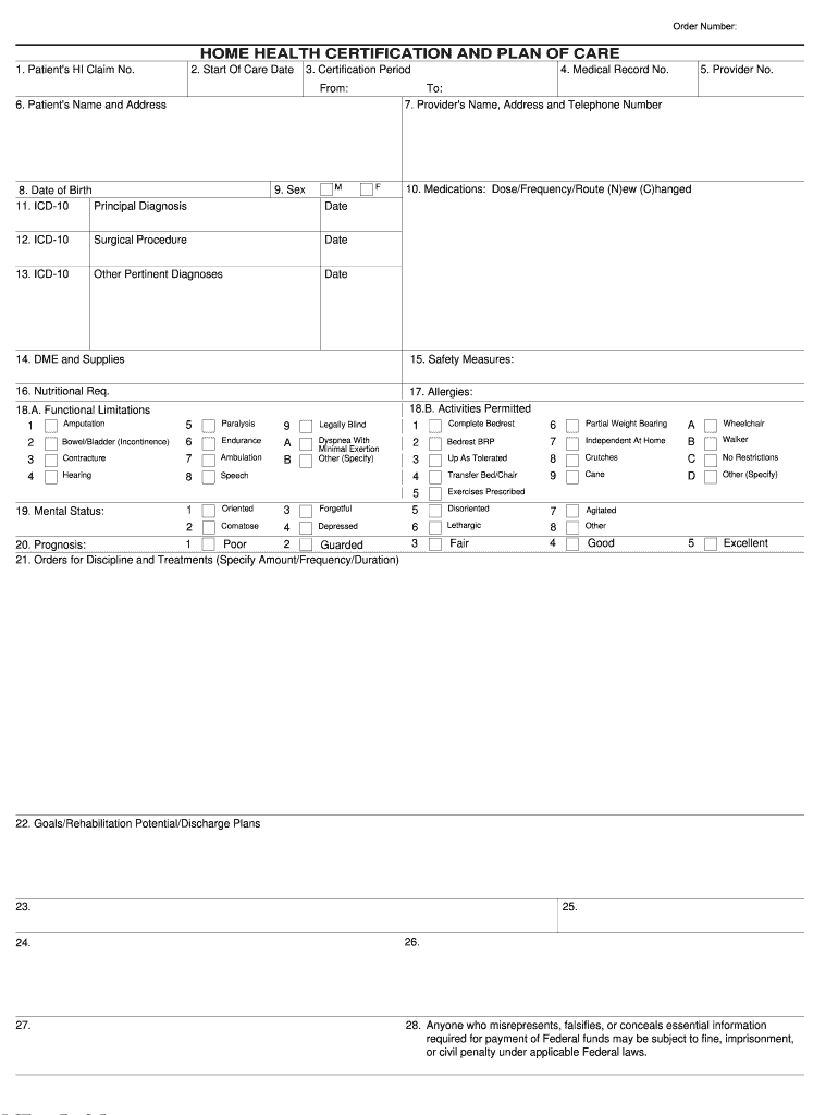 CMS Home Health Certification And Plan Of Care Fill And Sign 